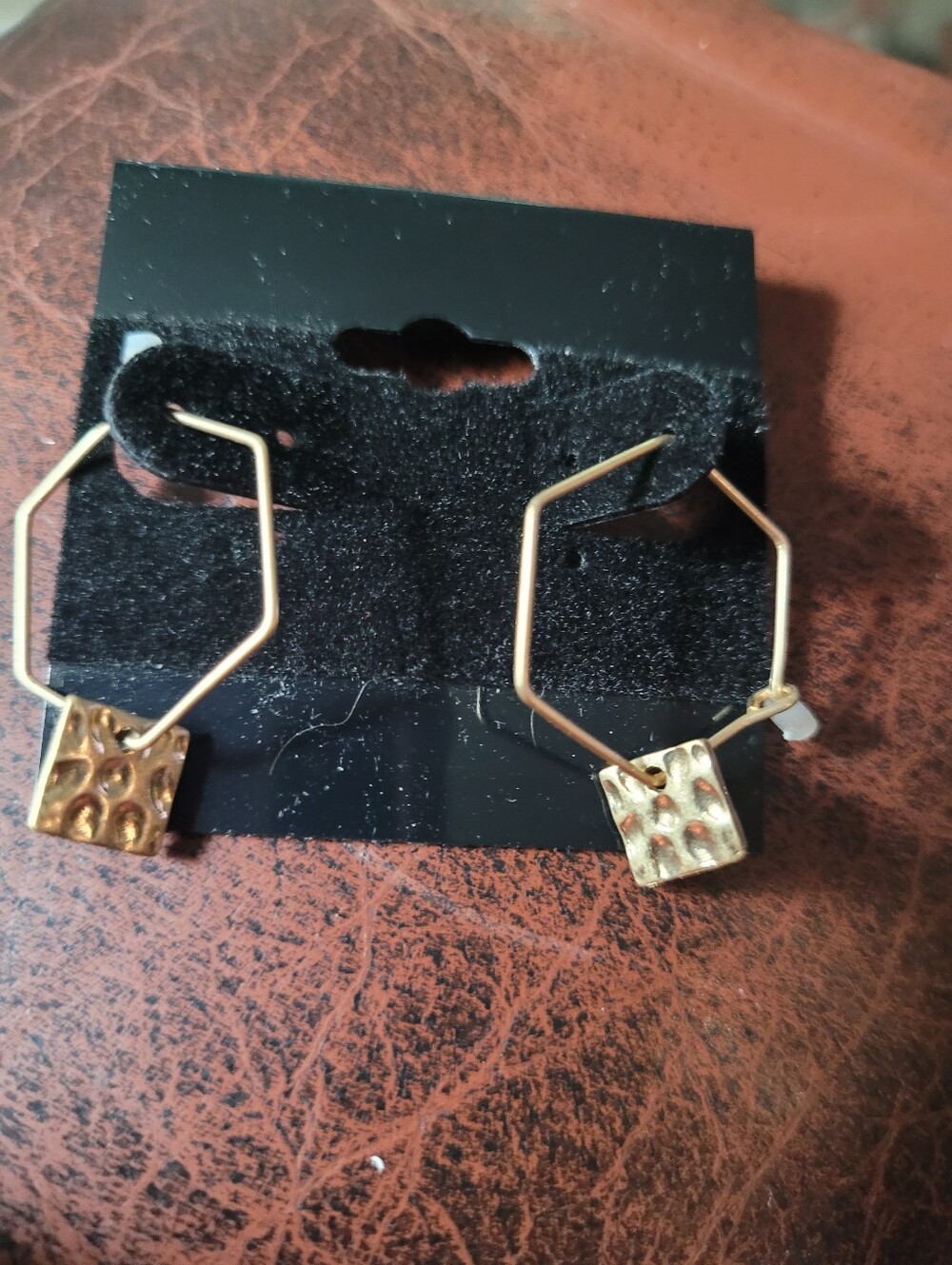 Universal Thread Co. Gold Colored Hexagon Hoop Nickel Free Earrings